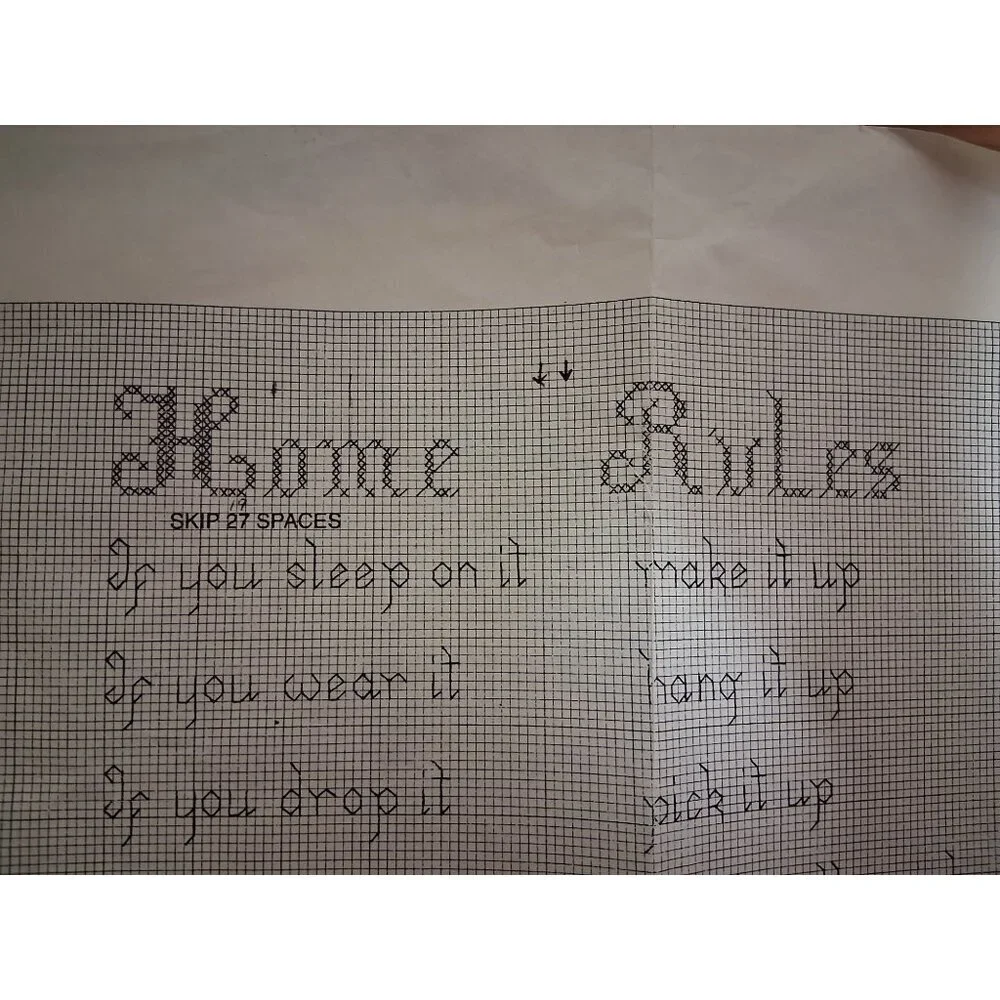 VTG 1981 Home Rules Cross Stitch Pattern Donna O. Johnsons Homestead Design AK12